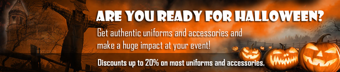 Halloween discounts up to 20% on most uniforms and accessories.