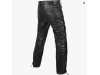 Men's Thick Cowhide Genuine Leather Full Grain Motorcycle Side Laces Leather Pants 