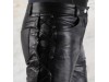 Men's Thick Cowhide Genuine Leather Full Grain Motorcycle Side Laces Leather Pants 