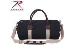 ROTHCO 19'' CANVAS & LEATHER GYM BAG - BLACK