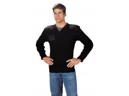 ROTHCO WOOL V-NECK SWEATER - BLACK