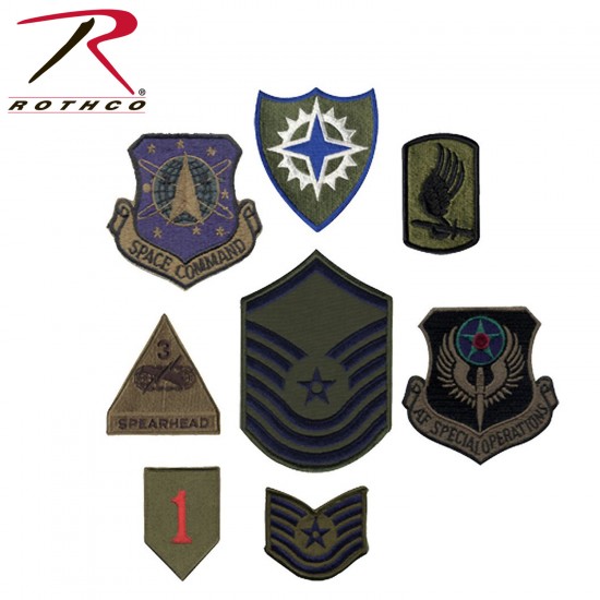 ROTHCO ASS'T SUBDUED MILITARY PATCHES - 50/BAG  