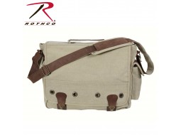 CANVAS TRAILBLAZER LAPTOP BAG- KHAKI /LEATHER   